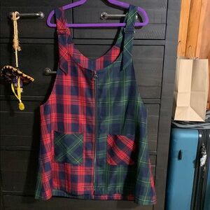 Blackmilk Plaid Zip-Up Pinafore Dress